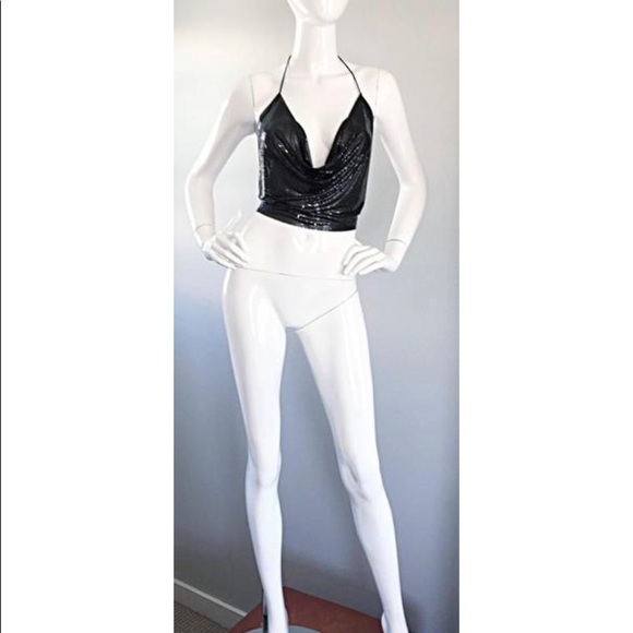 Vintage Chain Mail Metal Mesh Gunmetal Black Halter Top - Picture 7 of 17